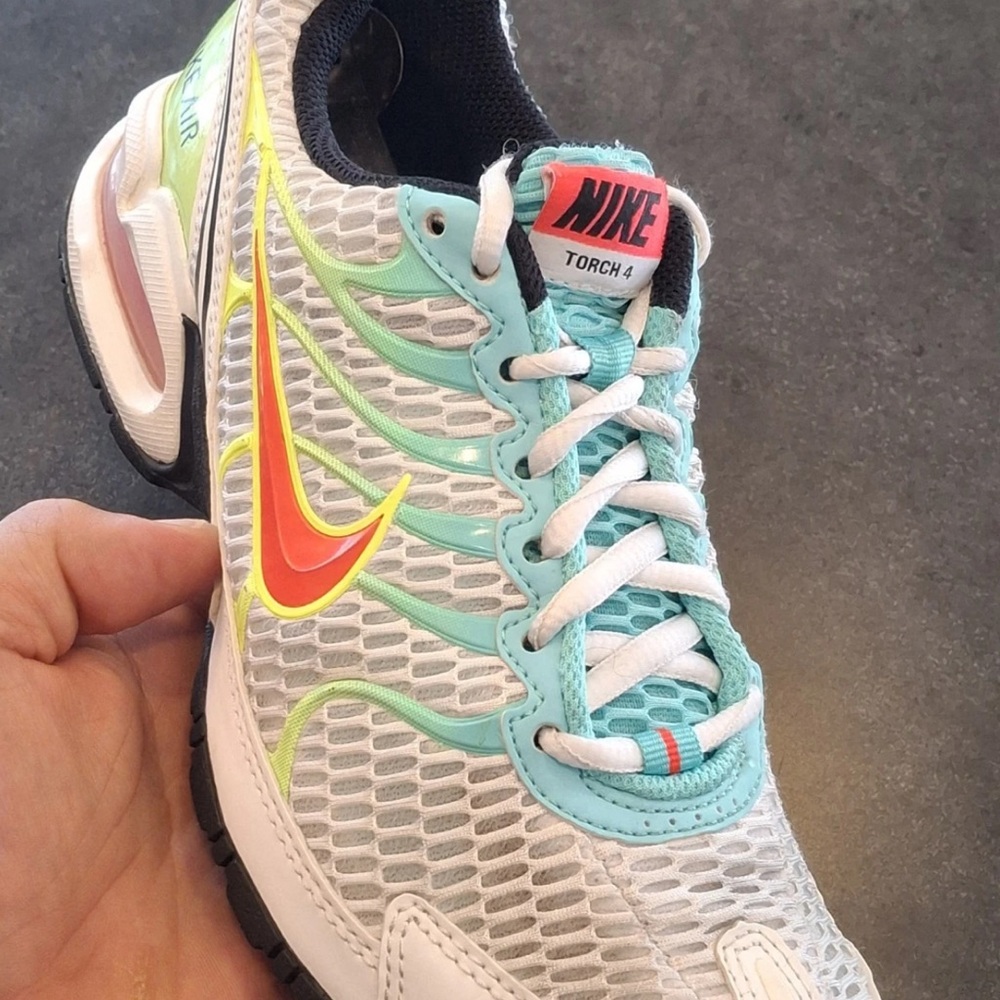 Nike Women's Torch 4 Athletic Shoes - White, Aqua, and Neon Highlights